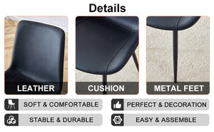 English Elm Black Pu Leather Dining Chairs Set of Six with Metal Legs Curved Cushioned Seats Black W1151126210