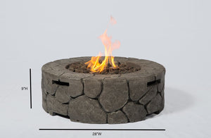 English Elm 9'' Fiber Reinforced Concrete Outdoor Fire Pit Stone Gray – 40,000 BTU Adjustable Flame, Propane/Natural Gas Ready B120142188