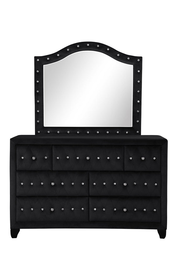 English Elm SOPHIA King 5 Pc Upholstery Bedroom Set in Black Wood with Crystal Tufted Headboard & Storage Glam (97) 808857822871