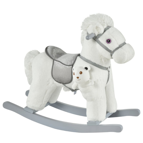 English Elm Lamb Plush Ride on Rocking Horse Toddler Toy Soft Nursery Rocker with Metal Frame W2225142253