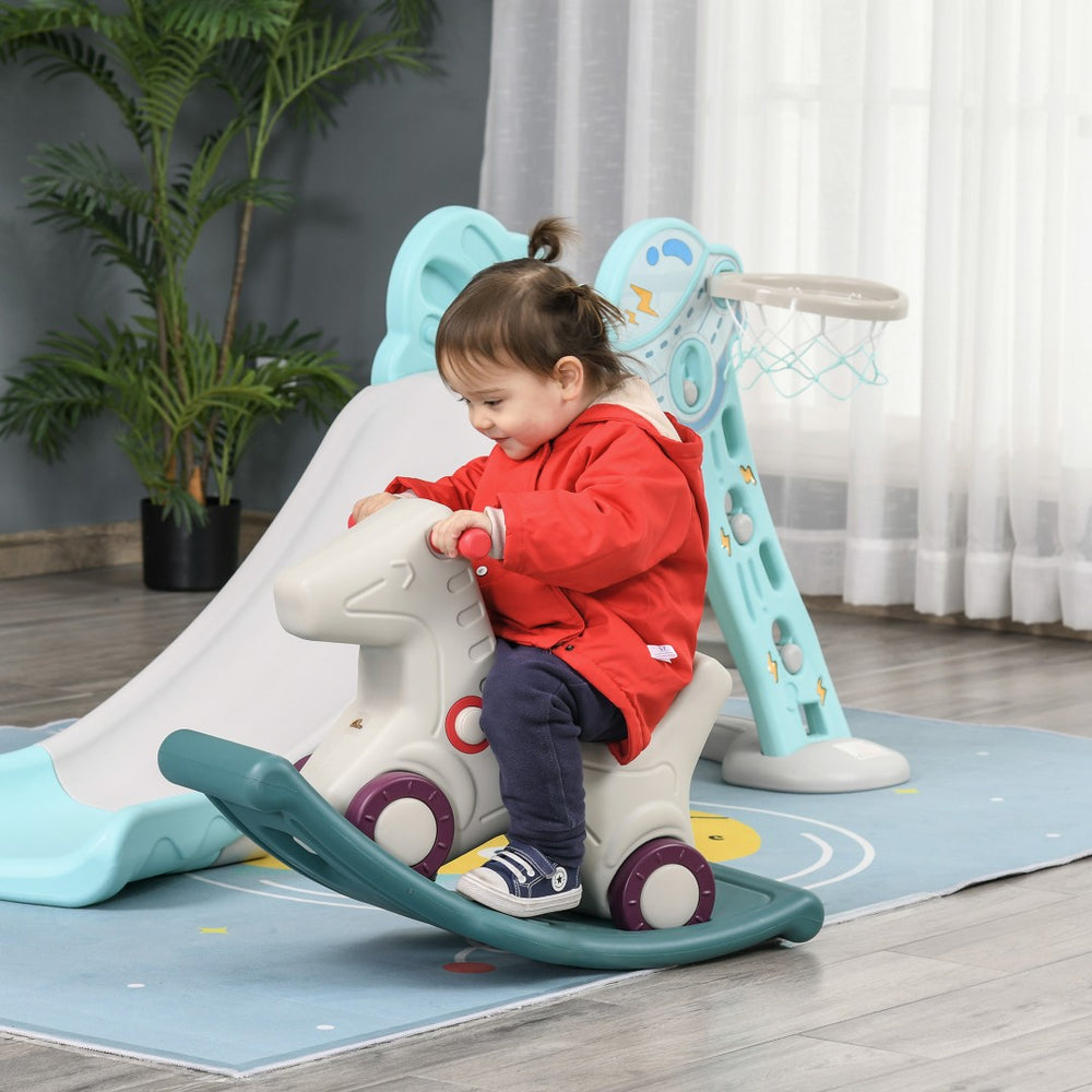 English Elm Kids 2 in 1 Convertible Ride on Rocking Horse and Sliding Car with Sound Effects W2225142255