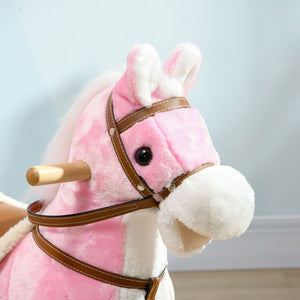 English Elm Rocking Horse Plush Ride on Toy with Sound Effects for Toddlers and Young Kids W2225142258
