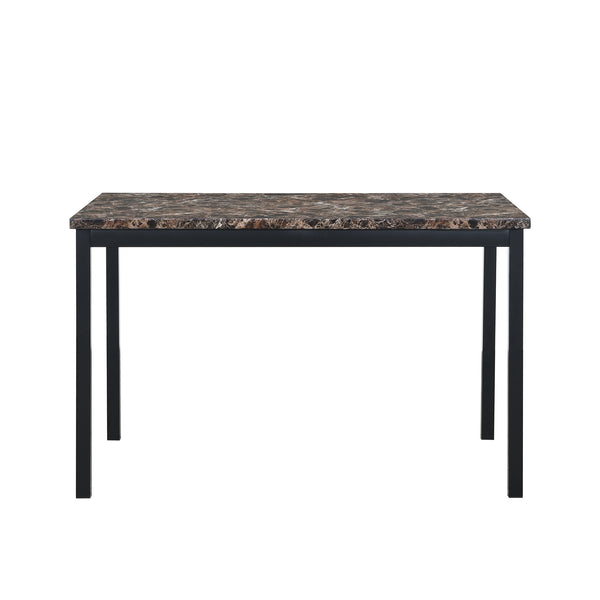 English Elm Faux Marble Top Black Dinette Table with Metal Frame — Modern Upscale Paper Marble Surface, 50" Durable W214119088