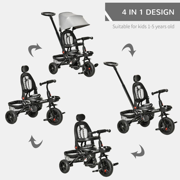 English Elm Baby 4 in 1 Convertible Push Trike with Canopy Adjustable Seat Parent Handle Ages 1 to 5 W2225142271