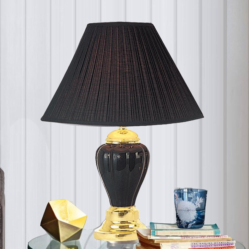 English Elm 27" Tall Ceramic Table Lamp - Elegant Urn Design With Black Finish & Stylish Linen Shade For Any Room B072116110