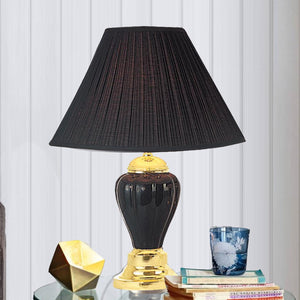 English Elm 27" Tall Ceramic Table Lamp - Elegant Urn Design With Black Finish & Stylish Linen Shade For Any Room B072116110