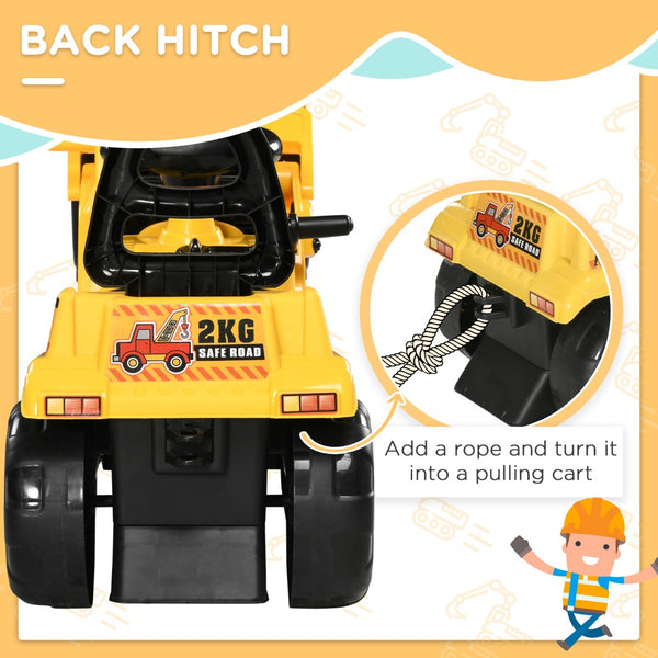 English Elm Kids Excavator Sit and Scoot Ride on Toy with Grabber Arm and Under Seat Storage W2225142272