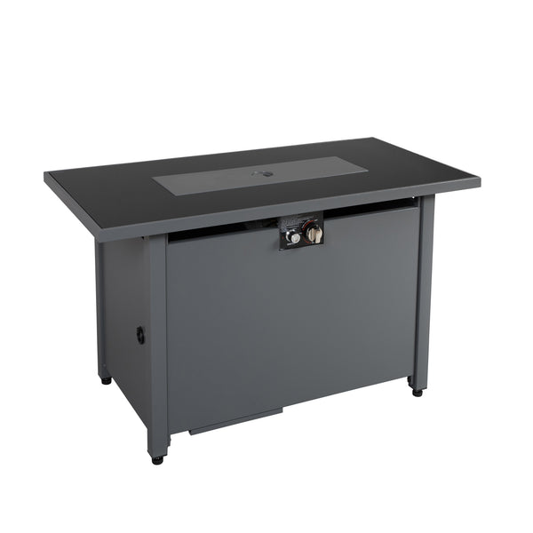 English Elm 25'' H Steel Outdoor Fire Pit Table - Modern Design, 50,000 Btu, Glass Shield, And Lid Included! B120142201