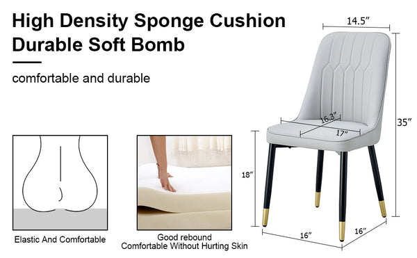 English Elm Modern PU Faux Leather Dining Chair Set – Sleek High-Back Upholstered Side Chairs for Kitchen, Office, Patio, Vanity (4) Light Gray W1151P147209