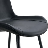 English Elm Black Artificial Leather Backrest Cushion Dining Chair, Black Metal Legs, Curved Widened Cushion Design For More Comfort, Suitable For Restaurants, Kitchens, Bedrooms, Offices.(4 Chairs) 0502