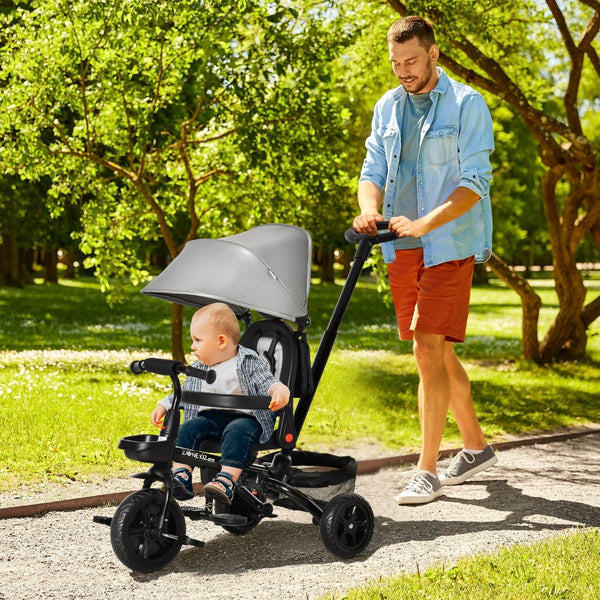 English Elm Baby 4 in 1 Convertible Push Trike with Canopy Adjustable Seat Parent Handle Ages 1 to 5 W2225142271