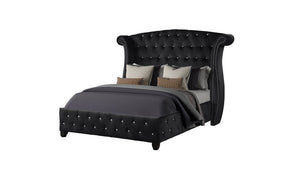 English Elm Sophia Crystal Tufted King Bed in Black Wood Frame — Glam Modern Headboard, Durable Craftsmanship, Luxurious Retreat B009S01845