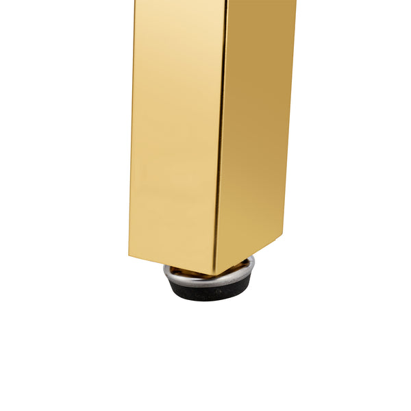 English Elm Modern minimalist sintered stone dining table with white marble-look top and sturdy metal legs, seats 4-6 comfortably Transparent W1151S01208