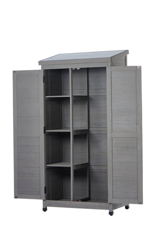 English Elm Outdoor Cedar Storage Cabinet with Rust-proof Metal Top for Patio Garden Use W1390121823