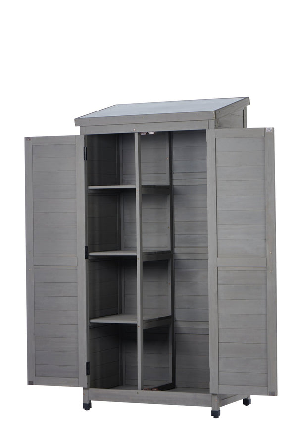 English Elm Outdoor Cedar Storage Cabinet with Rust-proof Metal Top for Patio Garden Use W1390121823