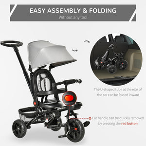 English Elm Baby 4 in 1 Convertible Push Trike with Canopy Adjustable Seat Parent Handle Ages 1 to 5 W2225142271