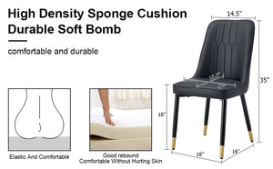 English Elm Modern Dining Chairs Set Of 6 - Plush Black Pu Leather With Stylish Gold Accents & Metal Legs W1151S03048