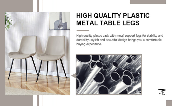English Elm Black Pu Leather Dining Chairs Set of Six with Metal Legs Curved Cushioned Seats Light Gray W1151126209