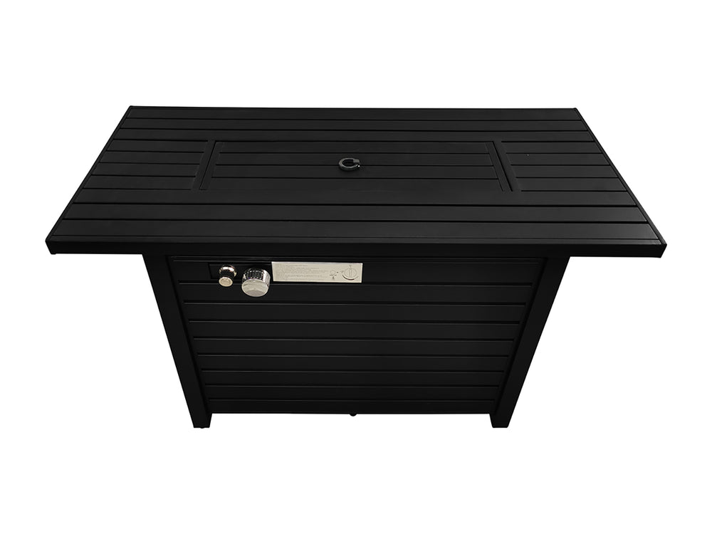 English Elm 25" Black Steel Outdoor Fire Pit Table with Lid, 50k BTU, Stainless Burn Area, Cover Included, ETL Listed B120142198