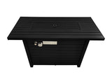 English Elm 25" H X 42" W Steel Outdoor Fire Pit Table With Lid (Black)