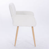 Hearth and Haven Teddy Fabric Upholstered Side Dining Chair with Metal Leg(White Teddy Fabric+Beech Wooden Printing Leg), Kd Backrest W490134225