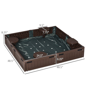English Elm Kids Outdoor Hdpe Sandbox with Corner Seats Waterproof Cover Backyard Play Station W2225142263