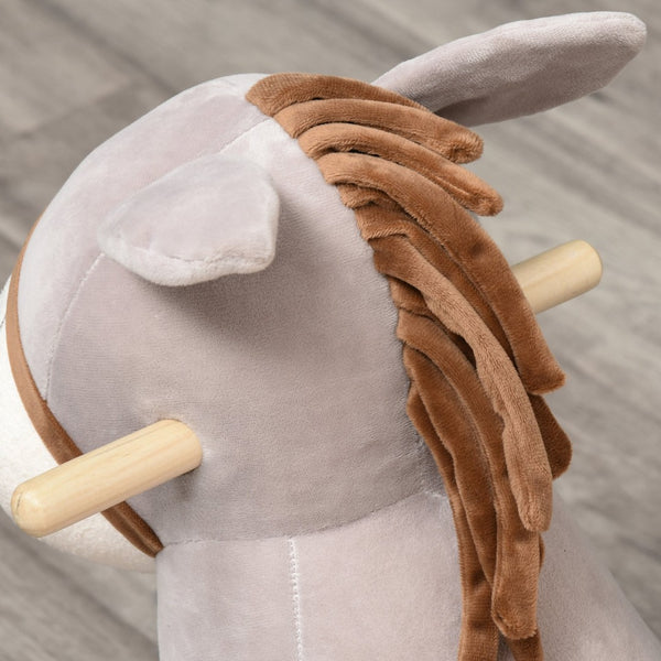 English Elm Kids Plush Donkey Rocker Toy with Sound Wood Base and Safety Belt for Toddlers W2225142252