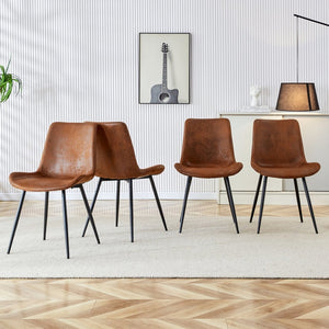English Elm A Set of 4 Suede Upholstered Farmhouse Dining Chairs with Cross Brace Metal Legs W1151P346456