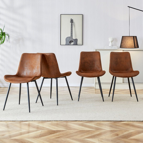 English Elm A Set of 4 Suede Upholstered Farmhouse Dining Chairs with Cross Brace Metal Legs W1151P346456