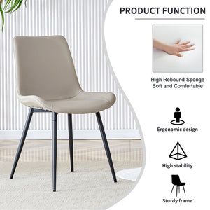 English Elm Black Pu Leather Dining Chairs Set of Six with Metal Legs Curved Cushioned Seats Light Gray W1151126209