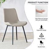 English Elm Light Gray Artificial Leather Backrest Cushion Dining Chair, Black Metal Legs, Curved Widened Cushion Design For More Comfort, Suitable For Restaurants, Kitchens, Bedrooms, Offices.(4 Chairs) 0502