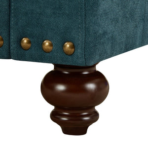 English Elm Modern Green Chenille Loveseat with Brown Legs for Apartment or Bedroom Spaces W1708135965