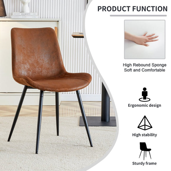 English Elm Black Pu Leather Dining Chairs Set of Six with Metal Legs Curved Cushioned Seats W1151126208