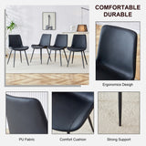 English Elm Black Artificial Leather Backrest Cushion Dining Chair, Black Metal Legs, Curved Widened Cushion Design For More Comfort, Suitable For Restaurants, Kitchens, Bedrooms, Offices.(6 Chairs) 0502