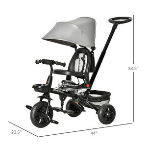 English Elm Baby 4 in 1 Convertible Push Trike with Canopy Adjustable Seat Parent Handle Ages 1 to 5 W2225142271