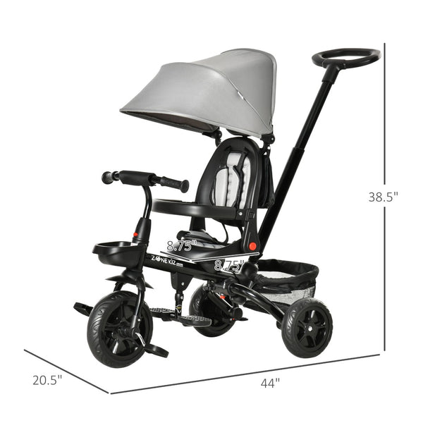 English Elm Baby 4 in 1 Convertible Push Trike with Canopy Adjustable Seat Parent Handle Ages 1 to 5 W2225142271