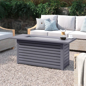 English Elm Steel Steel Propane/Natural Gas Outdoor Fire Pit Table with Lid, 8-Hour Burn, Durable Patio Centerpiece Gray B120142329