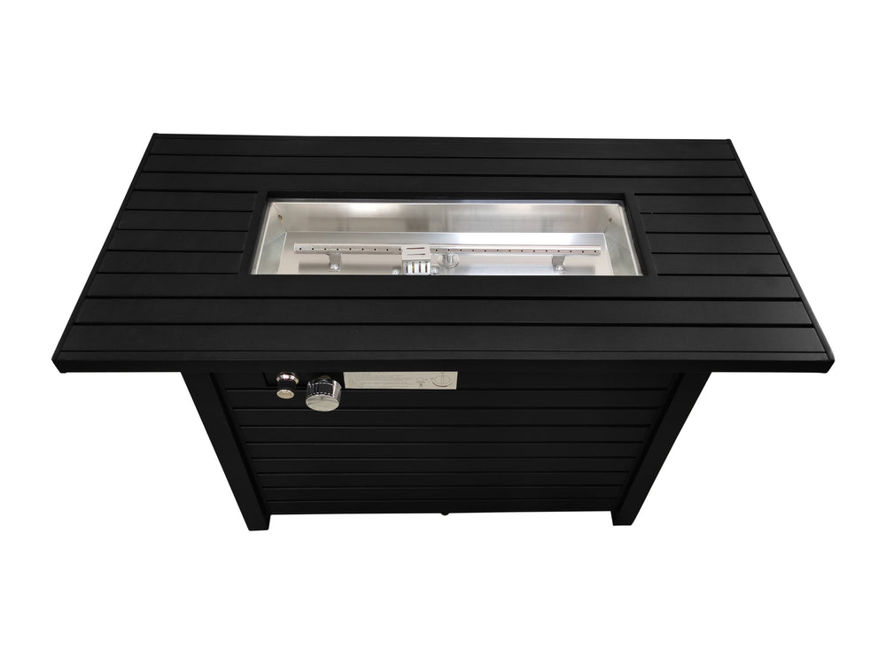 English Elm 25" Black Steel Outdoor Fire Pit Table with Lid, 50k BTU, Stainless Burn Area, Cover Included, ETL Listed B120142198