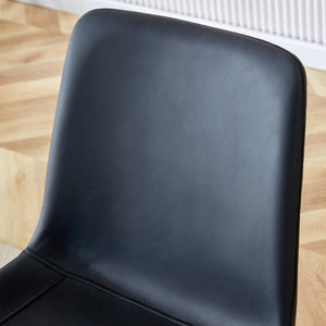 English Elm Black Pu Leather Dining Chairs Set of Six with Metal Legs Curved Cushioned Seats Black W1151126210