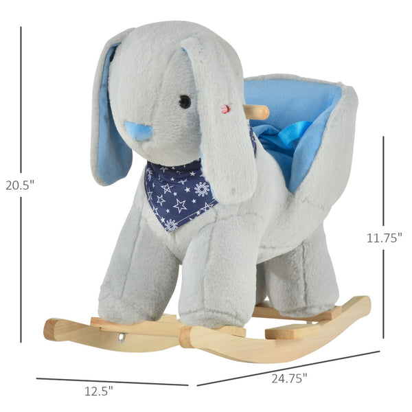 English Elm Kids Plush Bunny Rocker Toy with Lullaby Music Wooden Base for Toddlers 18 to 36 Months W2225142254