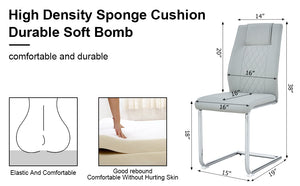 English Elm Equipped modern faux leather dining chairs with metal legs, high-density foam comfort for versatile rooms Light Gray W1151102507