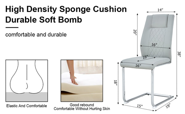 English Elm Equipped modern faux leather dining chairs with metal legs, high-density foam comfort for versatile rooms Light Gray W1151102507