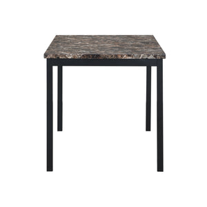 English Elm Faux Marble Top Black Dinette Table with Metal Frame — Modern Upscale Paper Marble Surface, 50" Durable W214119088