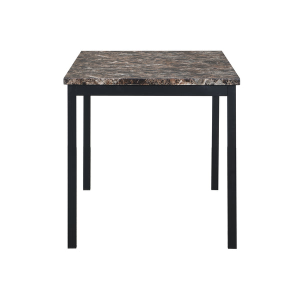 English Elm Faux Marble Top Black Dinette Table with Metal Frame — Modern Upscale Paper Marble Surface, 50" Durable W214119088