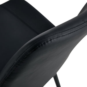 English Elm Black Pu Leather Dining Chairs Set of Six with Metal Legs Curved Cushioned Seats Black W1151126210