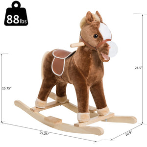 English Elm Lamb Plush Ride on Rocking Horse Toddler Toy Soft Nursery Rocker with Metal Frame W2225142249