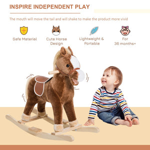 English Elm Lamb Plush Ride on Rocking Horse Toddler Toy Soft Nursery Rocker with Metal Frame W2225142249