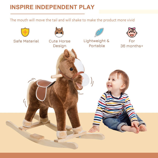 English Elm Lamb Plush Ride on Rocking Horse Toddler Toy Soft Nursery Rocker with Metal Frame W2225142249