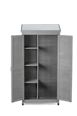 English Elm Outdoor Cedar Storage Cabinet with Rust-proof Metal Top for Patio Garden Use W1390121823