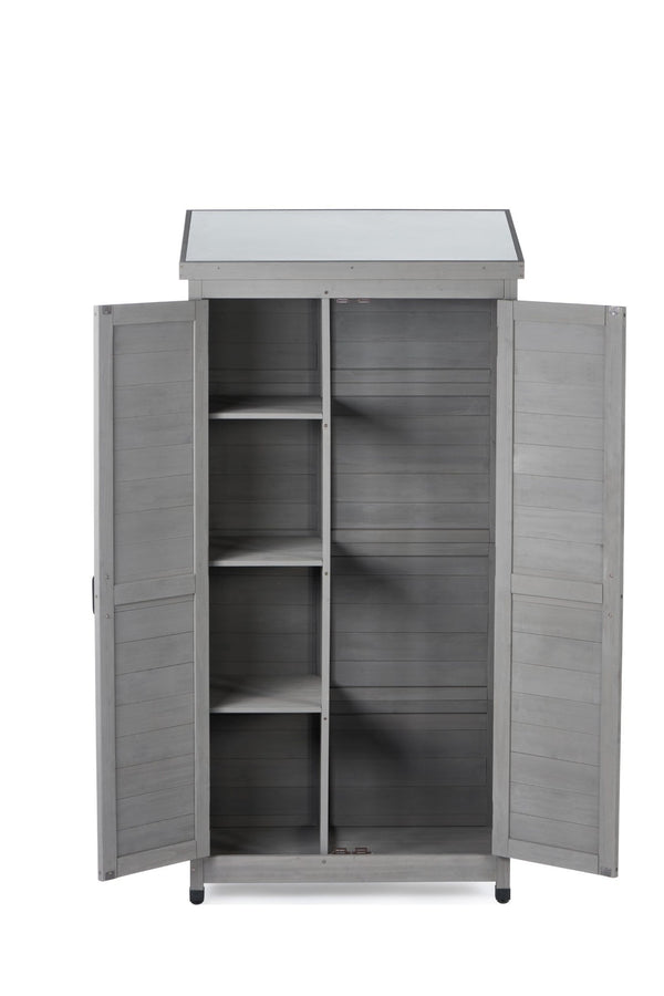 English Elm Outdoor Cedar Storage Cabinet with Rust-proof Metal Top for Patio Garden Use W1390121823
